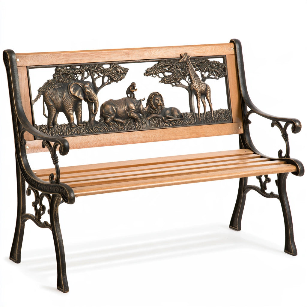 Panca da giardino in legno, colore marrone chiaro