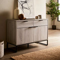Credenza contenitore in legno, colore grigio e nero