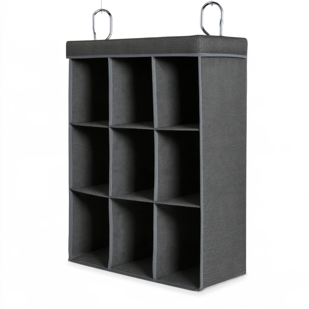 Organizer modulare con rivestimento in tessuto, colore grigio