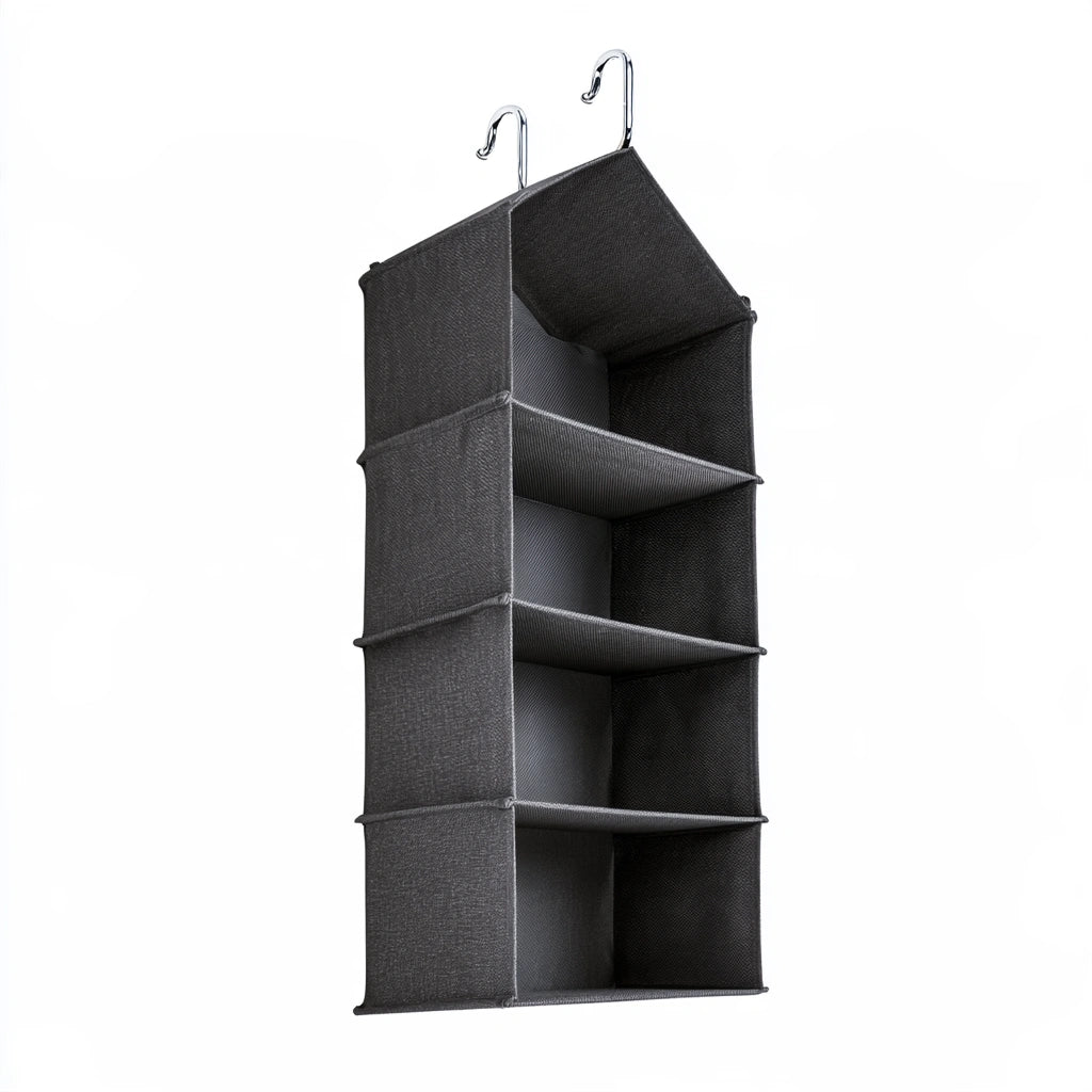 Organizer modulare con rivestimento in tessuto, colore grigio