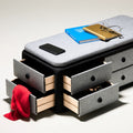 Cassettiera in tessuto con sei cassetti, colore grigio
